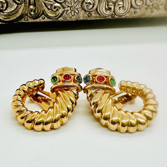 Rare Vintage Cornucopia Mogul Earrings - Picture 10 of 14